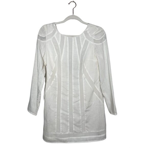 Finders Keepers Turning Tables Long Sleeve Dress Size XS White Sheer Paneled - Picture 10 of 12